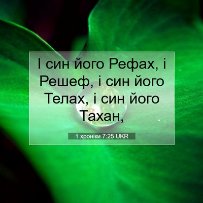 Picture 07 - 1 хроніки 7:25 UKR - І син його Рефах, і Решеф, і - Bible Verse Picture