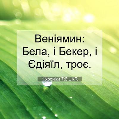 Picture 07 - 1 хроніки 7:6 UKR - Веніямин: Бела, і Бекер, і - Bible Verse Picture