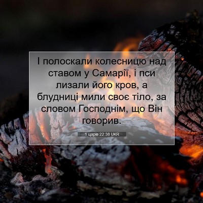 Picture 07 - 1 царів 22:38 UKR - І полоскали колесницю над - Bible Verse Picture