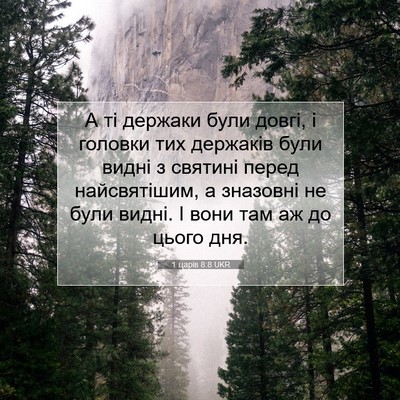 Picture 07 - 1 царів 8:8 UKR - А ті держаки були довгі, і - Bible Verse Picture