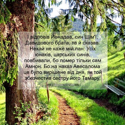 Picture 07 - 2 Самуїлова 13:32 UKR - І відповів Йонадав, син - Bible Verse Picture