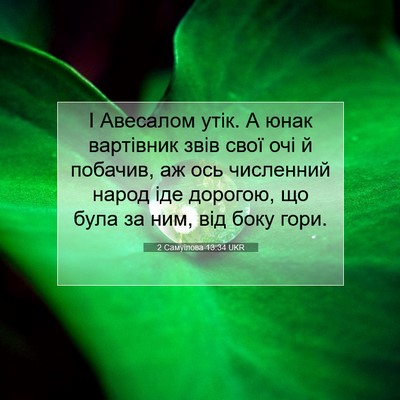 Picture 07 - 2 Самуїлова 13:34 UKR - І Авесалом утік. А юнак - Bible Verse Picture