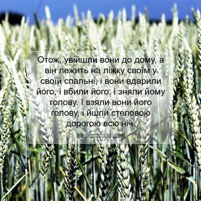 Picture 07 - 2 Самуїлова 4:7 UKR - Отож, увійшли вони до дому, - Bible Verse Picture