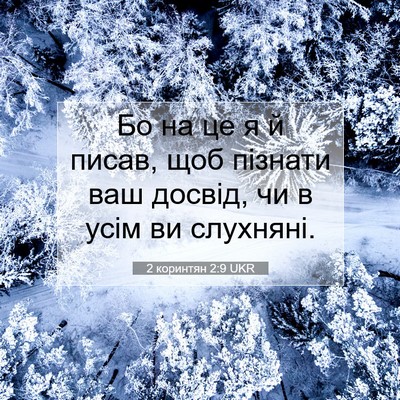 Picture 07 - 2 коринтян 2:9 UKR - Бо на це я й писав, щоб - Bible Verse Picture