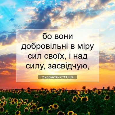 Picture 07 - 2 коринтян 8:3 UKR - бо вони добровільні в міру - Bible Verse Picture