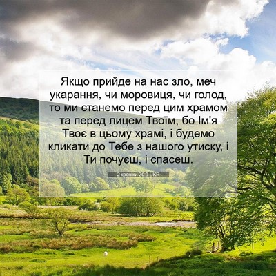 Picture 07 - 2 хроніки 20:9 UKR - Якщо прийде на нас зло, меч - Bible Verse Picture