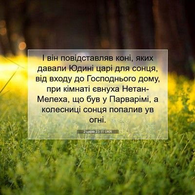 Picture 07 - 2 царів 23:11 UKR - І він повідставляв коні, - Bible Verse Picture