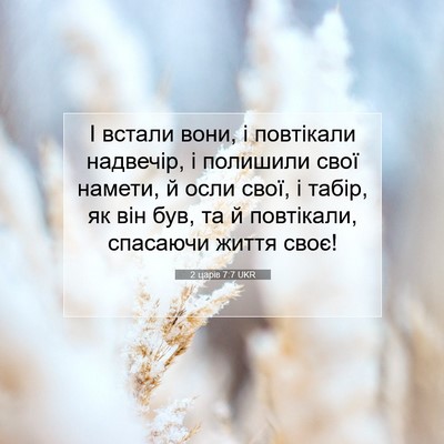 Picture 07 - 2 царів 7:7 UKR - І встали вони, і повтікали - Bible Verse Picture