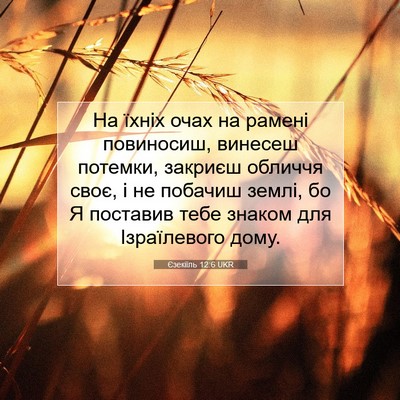 Picture 07 - Єзекіїль 12:6 UKR - На їхніх очах на рамені - Bible Verse Picture