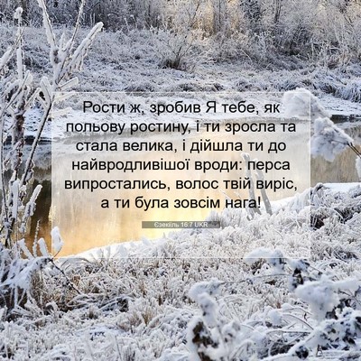 Picture 07 - Єзекіїль 16:7 UKR - Рости ж, зробив Я тебе, як - Bible Verse Picture