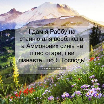 Picture 07 - Єзекіїль 25:5 UKR - І дам я Раббу на стайню для - Bible Verse Picture