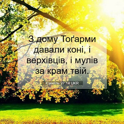Picture 07 - Єзекіїль 27:14 UKR - З дому Тоґарми давали коні, - Bible Verse Picture