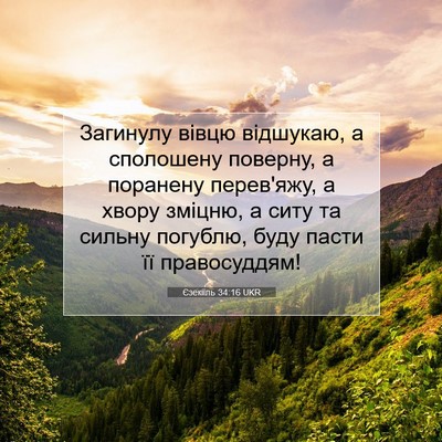 Picture 07 - Єзекіїль 34:16 UKR - Загинулу вівцю відшукаю, а - Bible Verse Picture