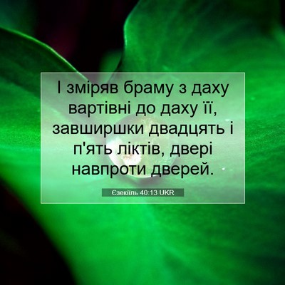 Picture 07 - Єзекіїль 40:13 UKR - І зміряв браму з даху - Bible Verse Picture