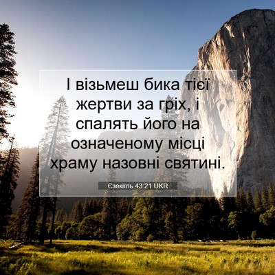 Picture 07 - Єзекіїль 43:21 UKR - І візьмеш бика тієї жертви - Bible Verse Picture