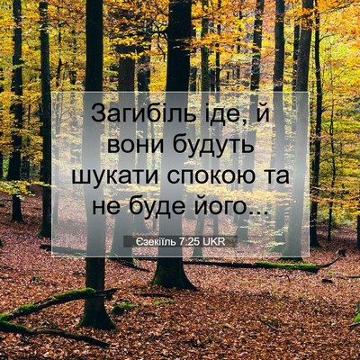 Picture 07 - Єзекіїль 7:25 UKR - Загибіль іде, й вони будуть - Bible Verse Picture