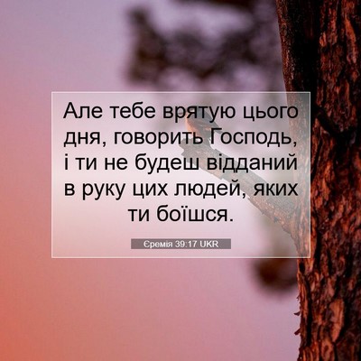 Picture 07 - Єремія 39:17 UKR - Але тебе врятую цього дня, - Bible Verse Picture