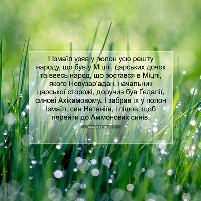Picture 07 - Єремія 41:10 UKR - І Ізмаїл узяв у полон усю - Bible Verse Picture
