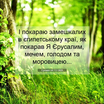 Picture 07 - Єремія 44:13 UKR - І покараю замешкалих в - Bible Verse Picture