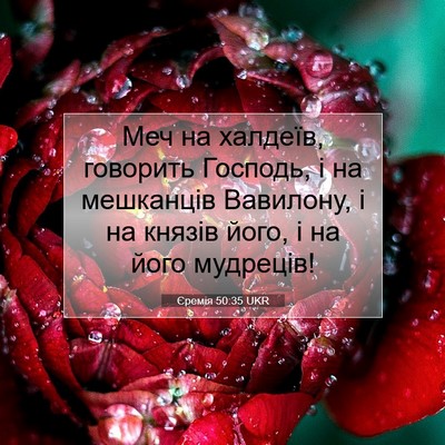Picture 07 - Єремія 50:35 UKR - Меч на халдеїв, говорить - Bible Verse Picture