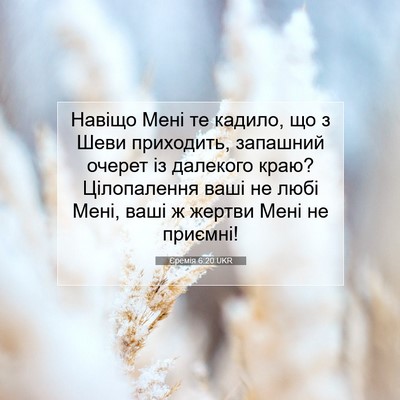 Picture 07 - Єремія 6:20 UKR - Навіщо Мені те кадило, що з - Bible Verse Picture