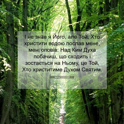 Picture 07 - Івана 1:33 UKR - І не знав я Його, але Той, - Bible Verse Picture