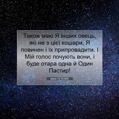 Picture 07 - Івана 10:16 UKR - Також маю Я інших овець, - Bible Verse Picture
