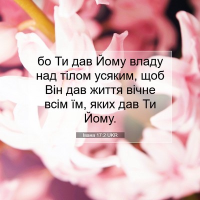 Picture 07 - Івана 17:2 UKR - бо Ти дав Йому владу над - Bible Verse Picture