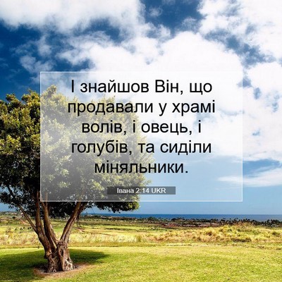 Picture 07 - Івана 2:14 UKR - І знайшов Він, що продавали - Bible Verse Picture