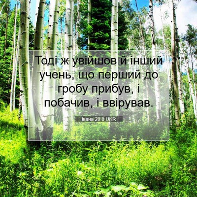 Picture 07 - Івана 20:8 UKR - Тоді ж увійшов й інший - Bible Verse Picture