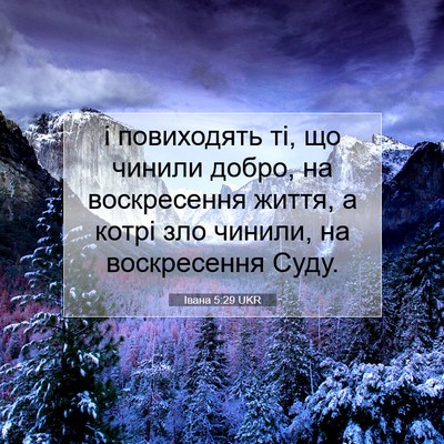 Picture 07 - Івана 5:29 UKR - і повиходять ті, що чинили - Bible Verse Picture