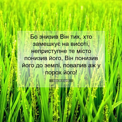 Picture 07 - Ісая 26:5 UKR - Бо знизив Він тих, хто - Bible Verse Picture