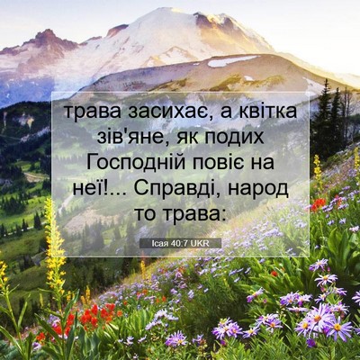 Picture 07 - Ісая 40:7 UKR - трава засихає, а квітка - Bible Verse Picture