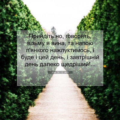Picture 07 - Ісая 56:12 UKR - Прийдіть но, говорять, - Bible Verse Picture