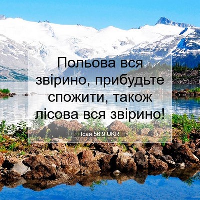 Picture 07 - Ісая 56:9 UKR - Польова вся звірино, - Bible Verse Picture