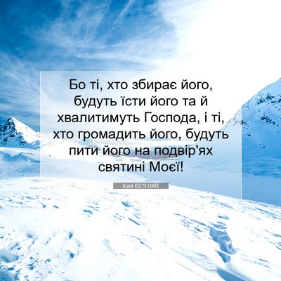 Picture 07 - Ісая 62:9 UKR - Бо ті, хто збирає його, - Bible Verse Picture