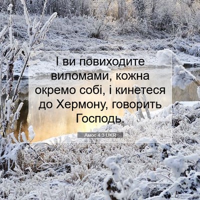 Picture 07 - Амос 4:3 UKR - І ви повиходите виломами, - Bible Verse Picture