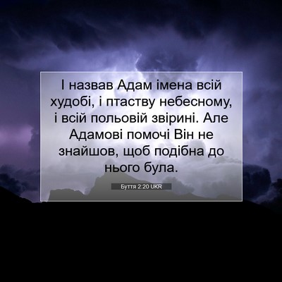 Picture 07 - Буття 2:20 UKR - І назвав Адам імена всій - Bible Verse Picture