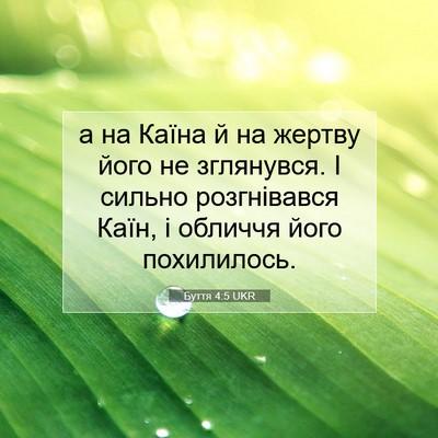 Picture 07 - Буття 4:5 UKR - а на Каїна й на жертву його - Bible Verse Picture