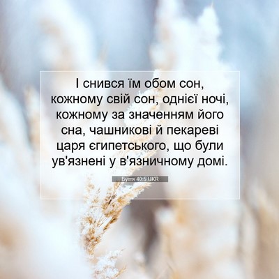 Picture 07 - Буття 40:5 UKR - І снився їм обом сон, - Bible Verse Picture