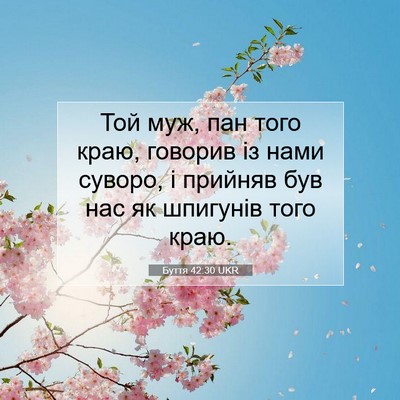 Picture 07 - Буття 42:30 UKR - Той муж, пан того краю, - Bible Verse Picture