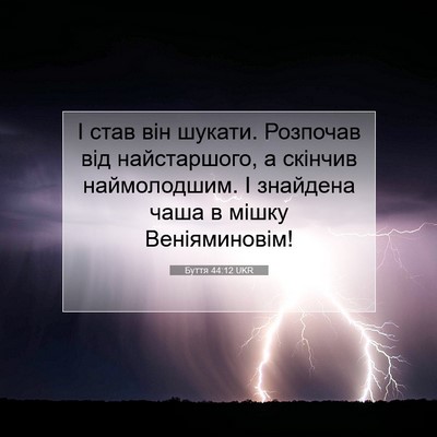 Picture 07 - Буття 44:12 UKR - І став він шукати. Розпочав - Bible Verse Picture