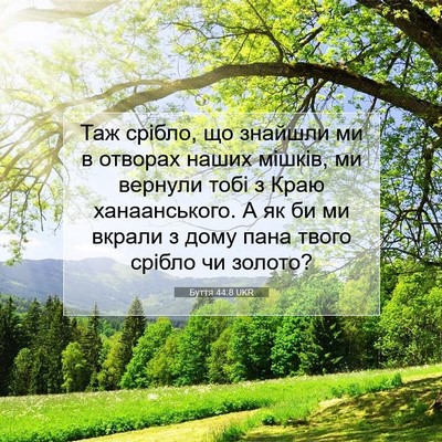 Picture 07 - Буття 44:8 UKR - Таж срібло, що знайшли ми в - Bible Verse Picture