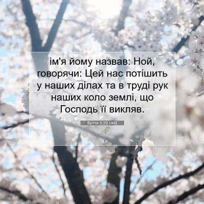 Picture 07 - Буття 5:29 UKR - ім'я йому назвав: Ной, - Bible Verse Picture