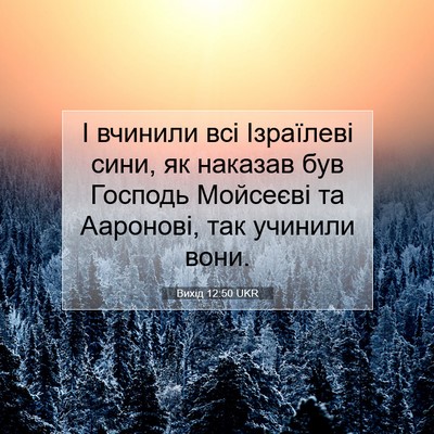 Picture 07 - Вихід 12:50 UKR - І вчинили всі Ізраїлеві - Bible Verse Picture