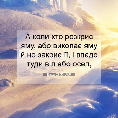 Picture 07 - Вихід 21:33 UKR - А коли хто розкриє яму, або - Bible Verse Picture