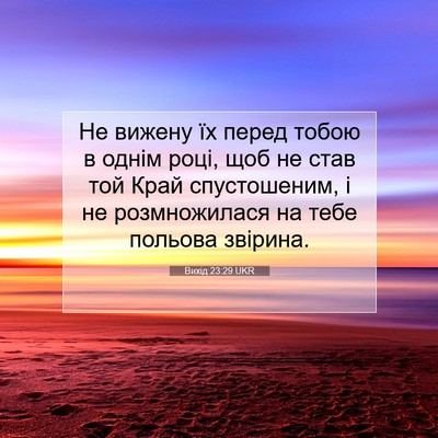Picture 07 - Вихід 23:29 UKR - Не вижену їх перед тобою в - Bible Verse Picture