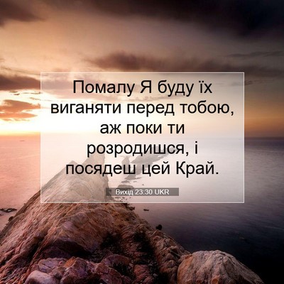 Picture 07 - Вихід 23:30 UKR - Помалу Я буду їх виганяти - Bible Verse Picture