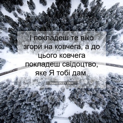 Picture 07 - Вихід 25:21 UKR - І покладеш те віко згори на - Bible Verse Picture