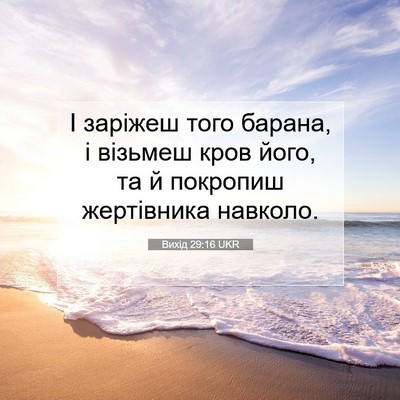 Picture 07 - Вихід 29:16 UKR - І заріжеш того барана, і - Bible Verse Picture